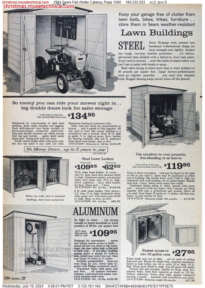 1964 Sears Fall Winter Catalog, Page 1090