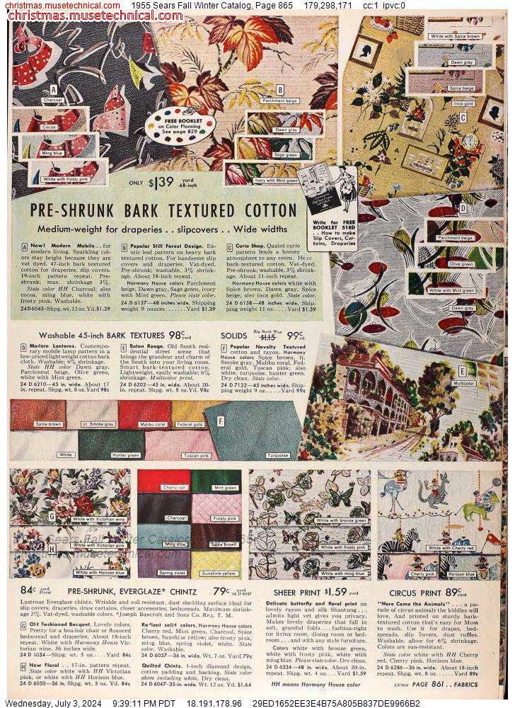 1955 Sears Fall Winter Catalog, Page 865