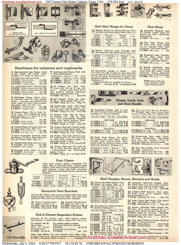1970 Sears Fall Winter Catalog, Page 1154