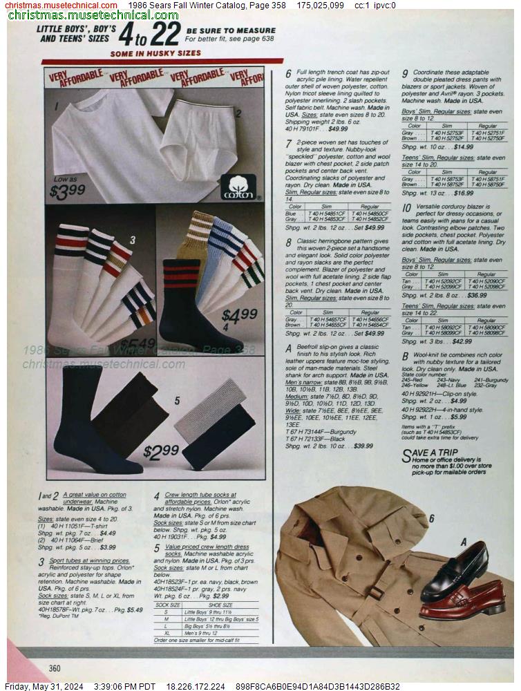 1986 Sears Fall Winter Catalog, Page 358