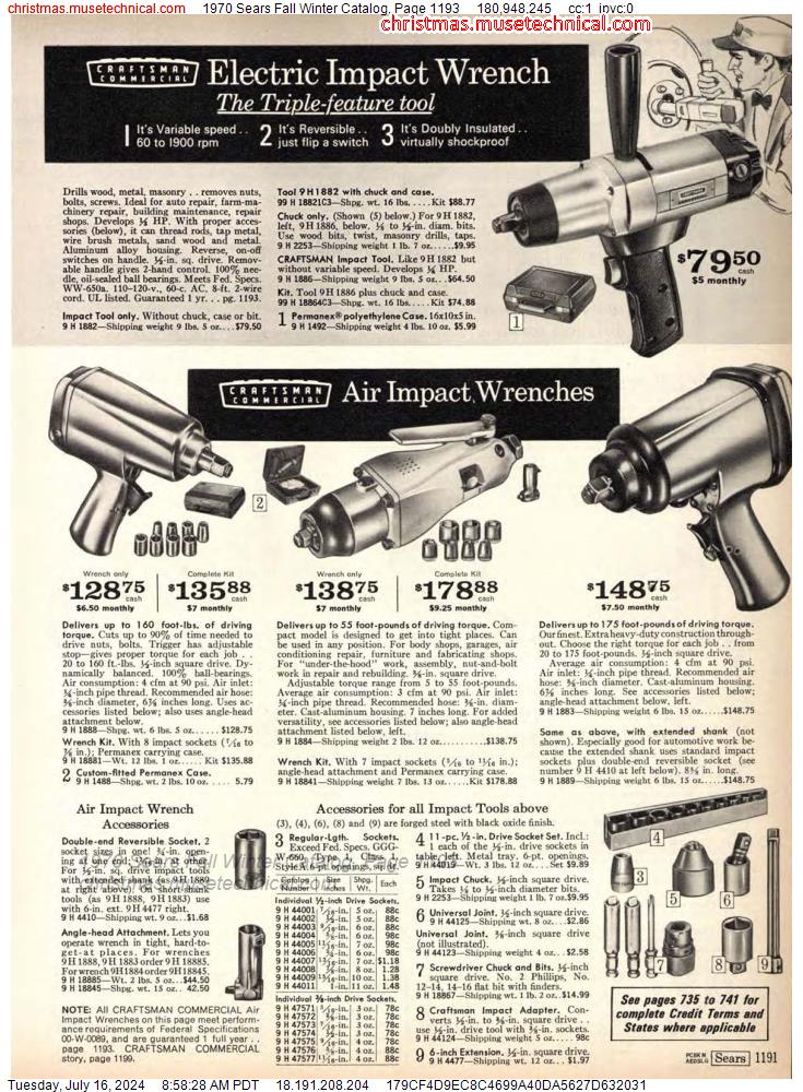 1970 Sears Fall Winter Catalog, Page 1193