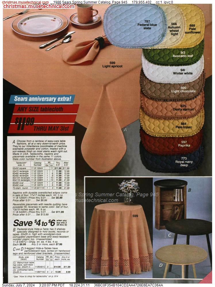 1986 Sears Spring Summer Catalog, Page 945