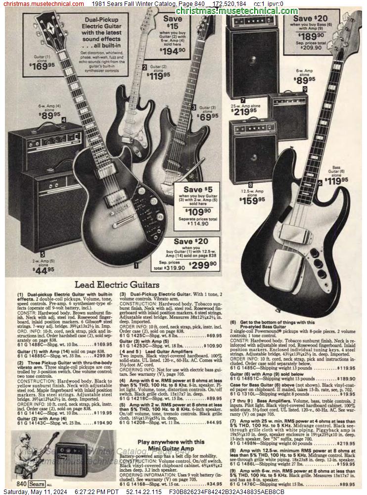 1981 Sears Fall Winter Catalog, Page 840