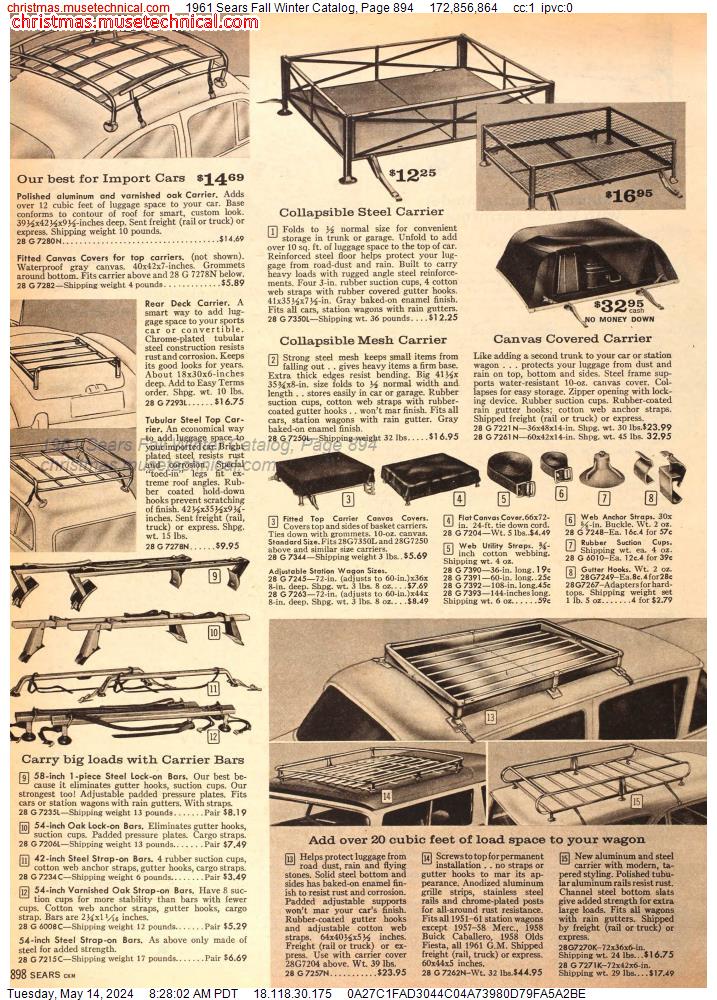 1961 Sears Fall Winter Catalog, Page 894