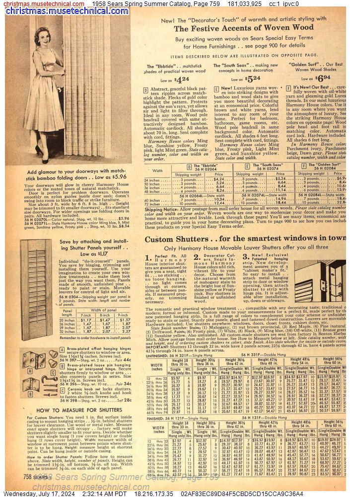 1958 Sears Spring Summer Catalog, Page 759