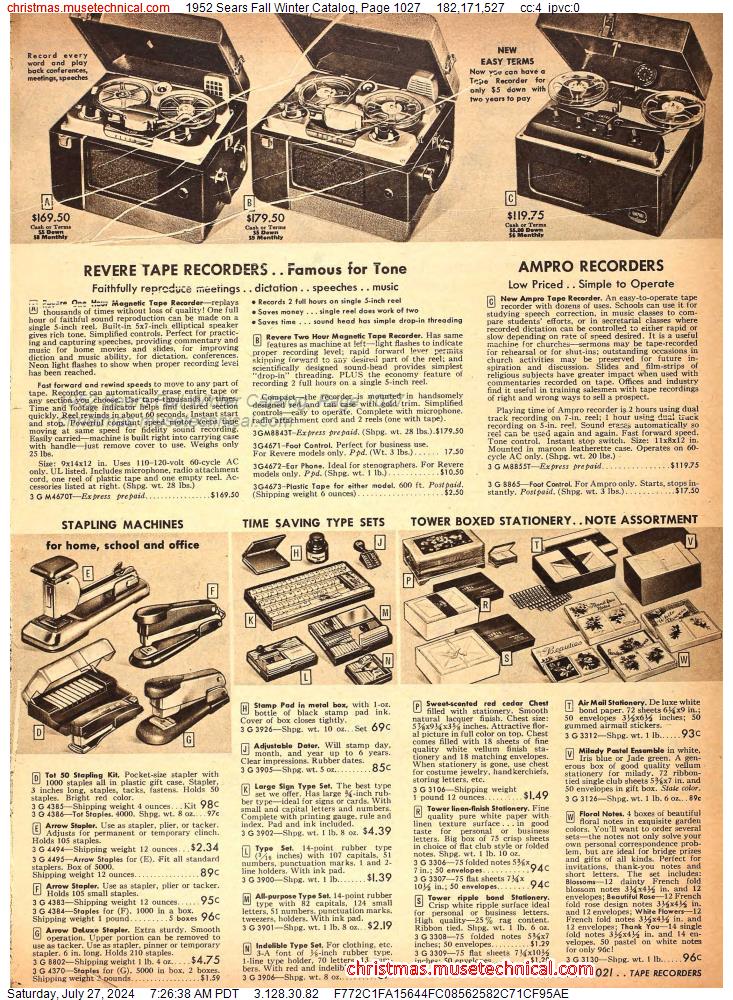1952 Sears Fall Winter Catalog, Page 1027