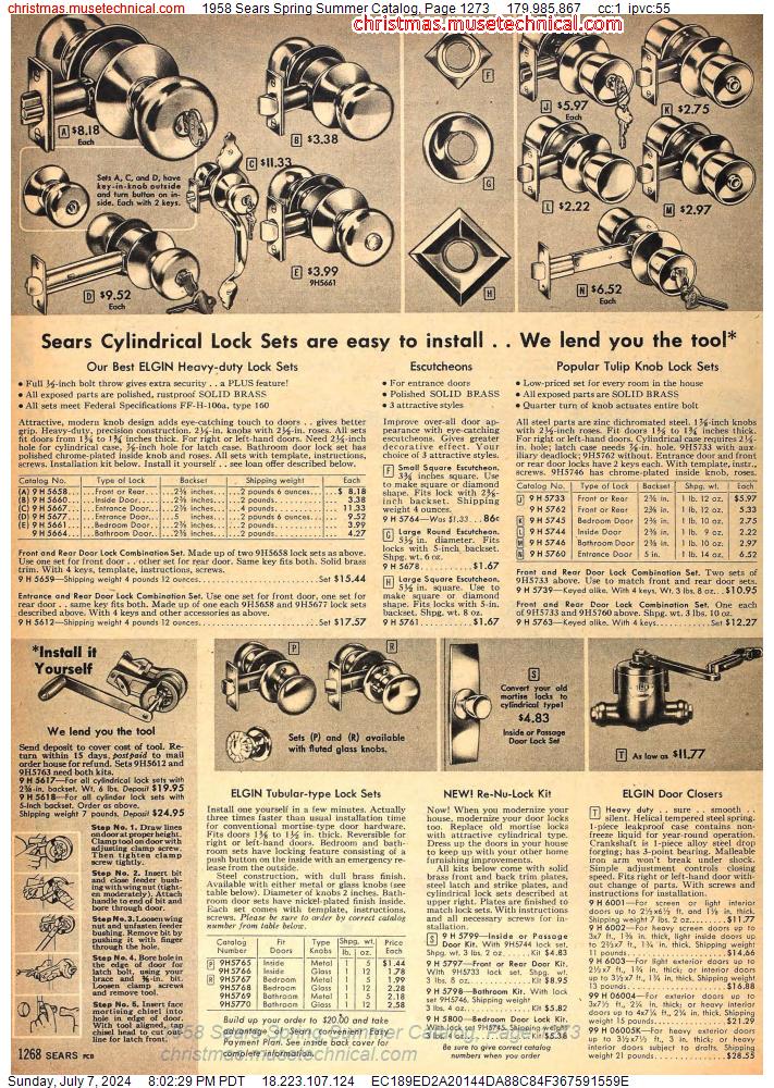 1958 Sears Spring Summer Catalog, Page 1273