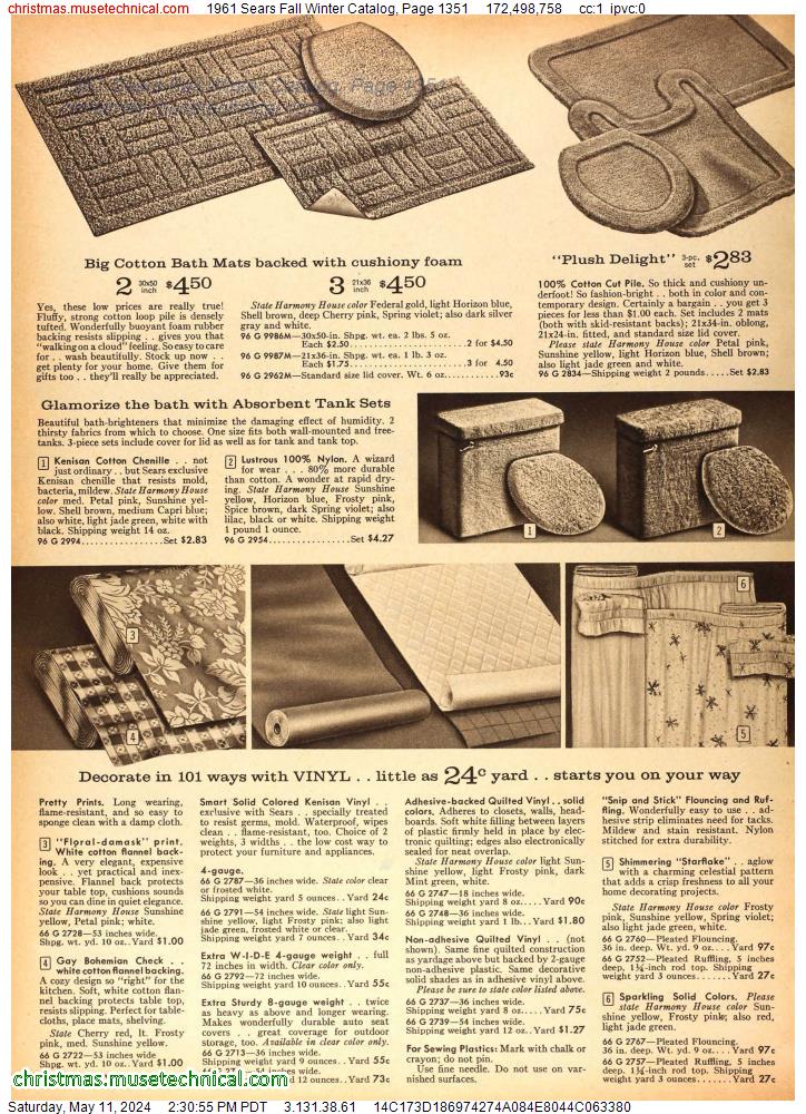 1961 Sears Fall Winter Catalog, Page 1351