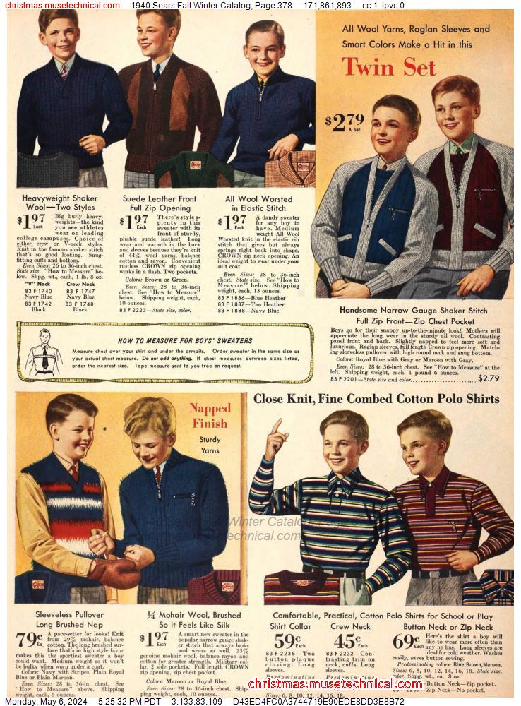 1940 Sears Fall Winter Catalog, Page 378