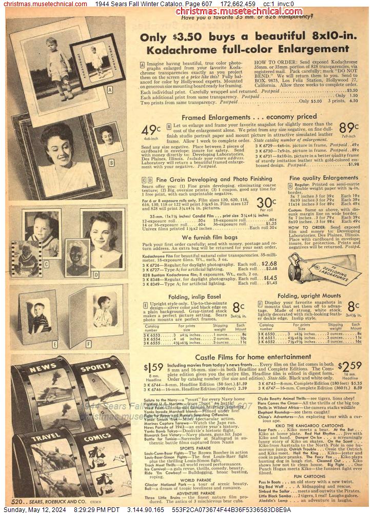 1944 Sears Fall Winter Catalog, Page 607