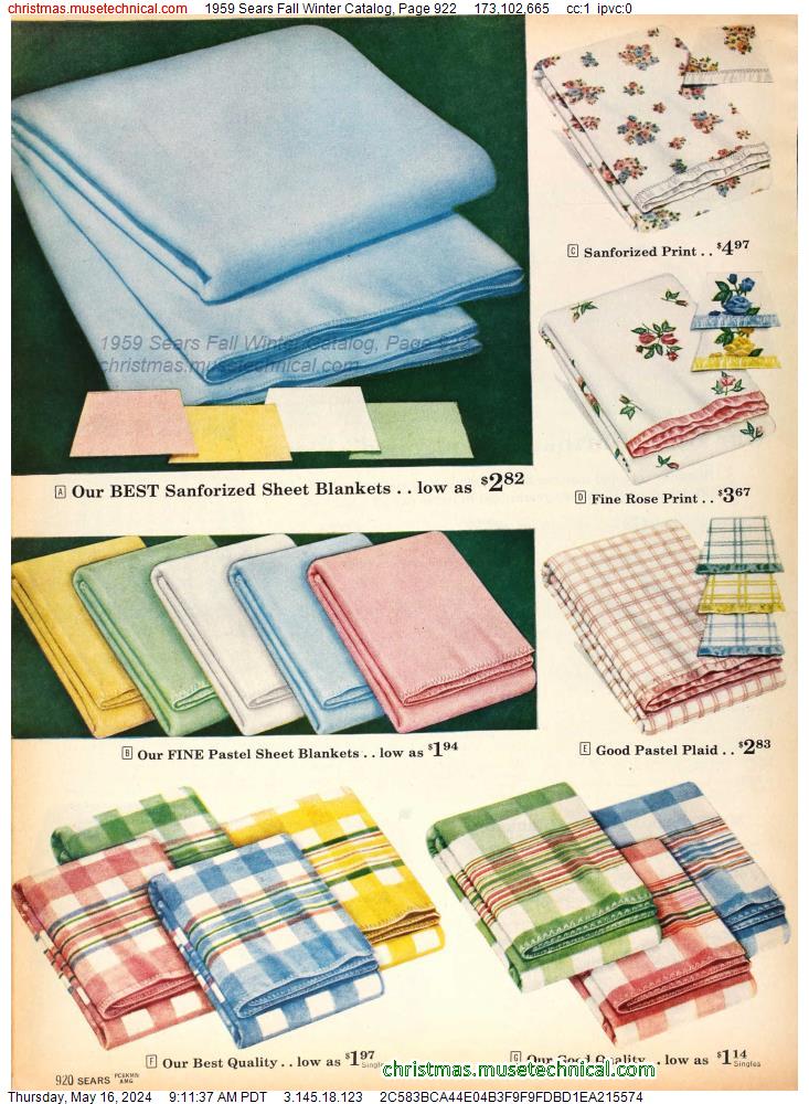 1959 Sears Fall Winter Catalog, Page 922