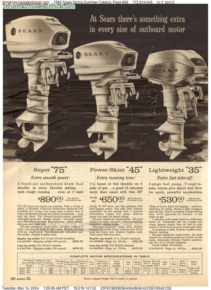 1965 Sears Spring Summer Catalog, Page 688