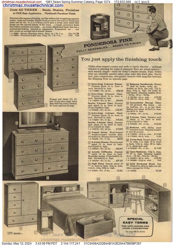 1961 Sears Spring Summer Catalog, Page 1274