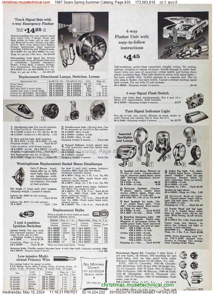 1967 Sears Spring Summer Catalog, Page 835