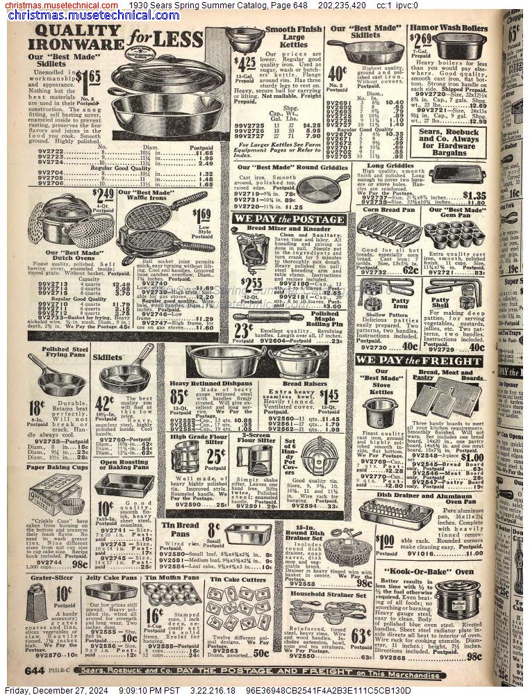 1930 Sears Spring Summer Catalog, Page 648