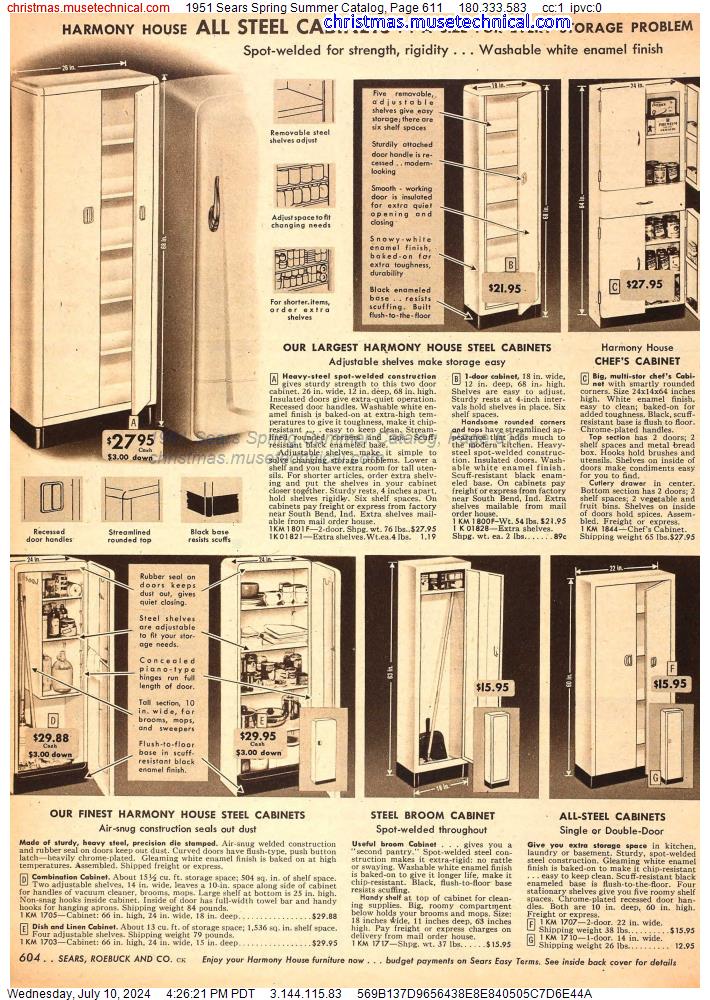 1951 Sears Spring Summer Catalog, Page 611