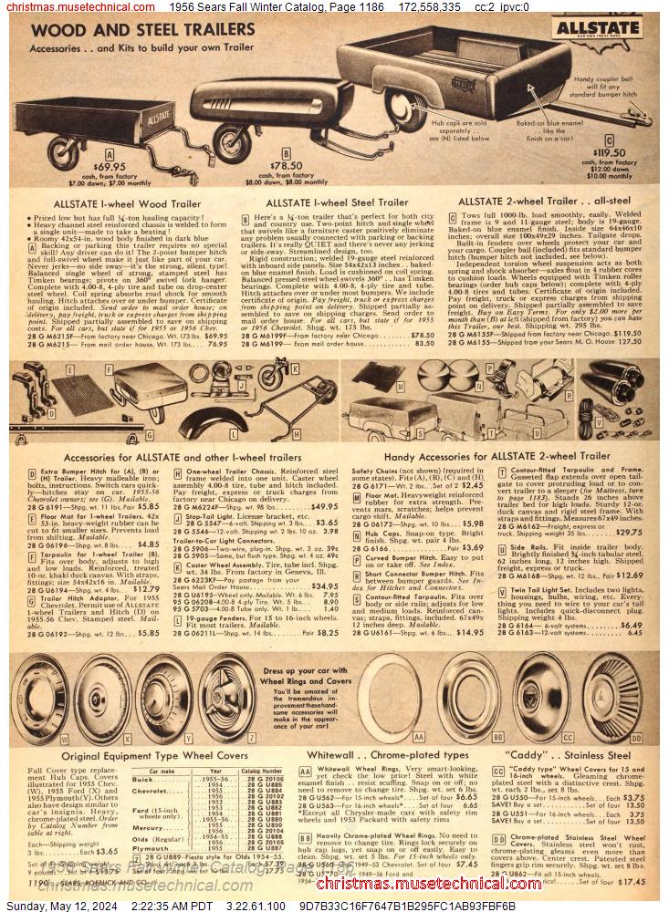 1956 Sears Fall Winter Catalog, Page 1186
