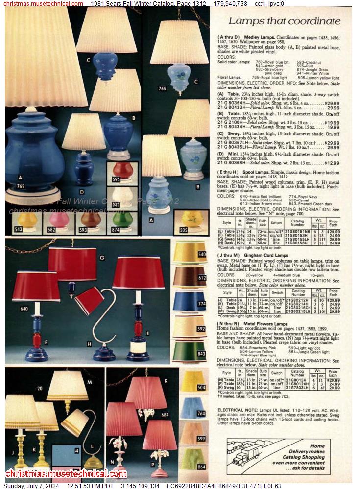 1981 Sears Fall Winter Catalog, Page 1312