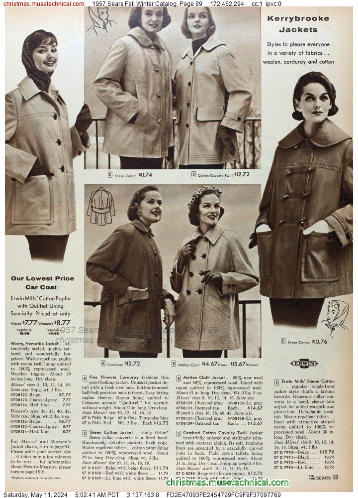 1957 Sears Fall Winter Catalog, Page 89