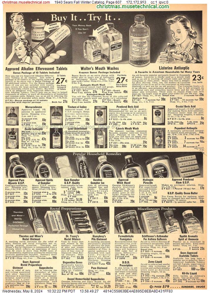1940 Sears Fall Winter Catalog, Page 607