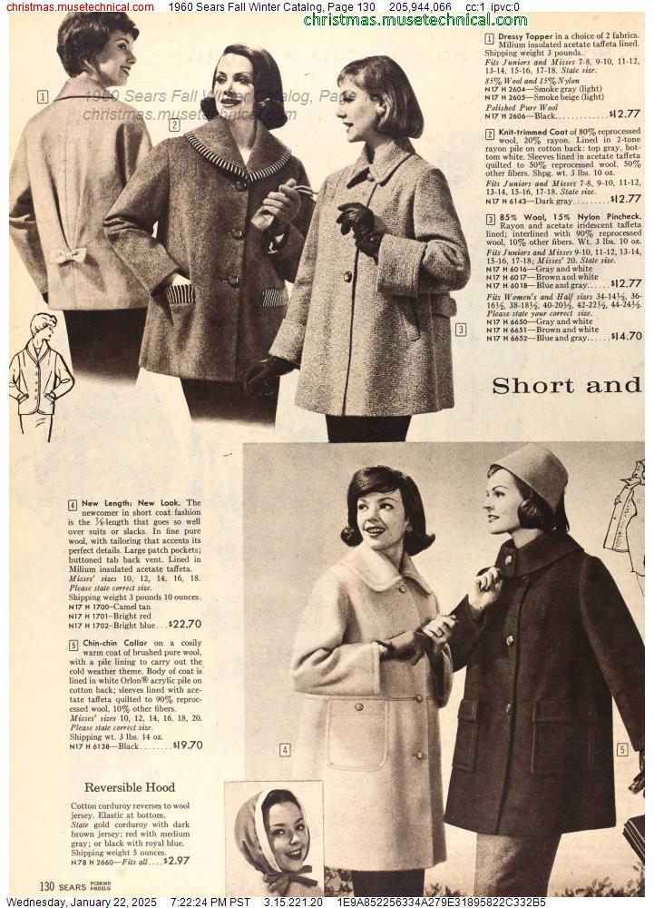 1960 Sears Fall Winter Catalog, Page 130