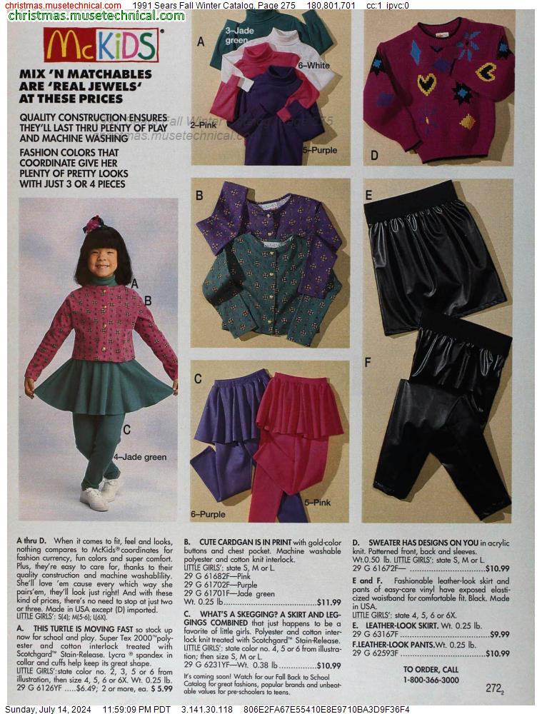 1991 Sears Fall Winter Catalog, Page 275