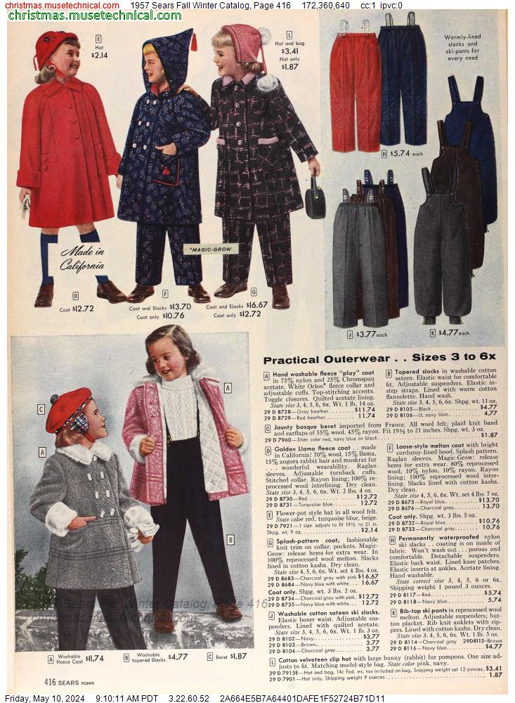 1957 Sears Fall Winter Catalog, Page 416