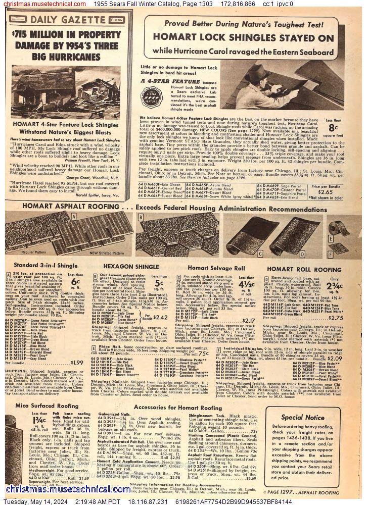 1955 Sears Fall Winter Catalog, Page 1303
