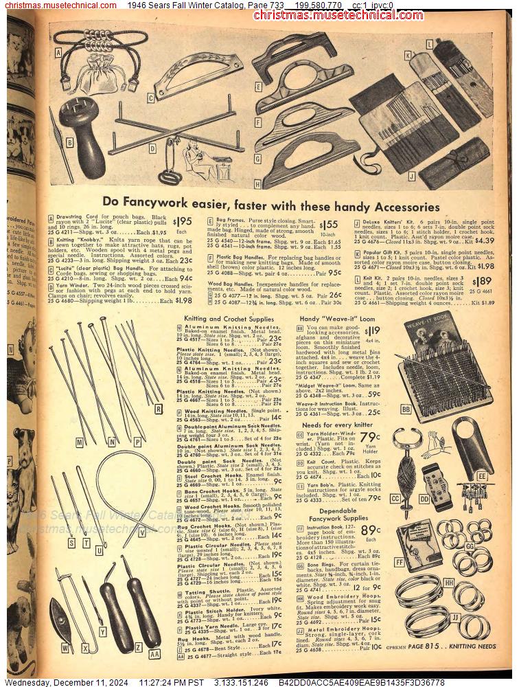 1946 Sears Fall Winter Catalog, Page 733