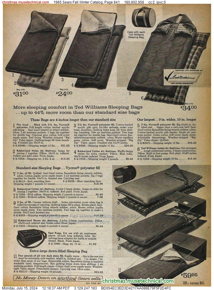 1965 Sears Fall Winter Catalog, Page 841