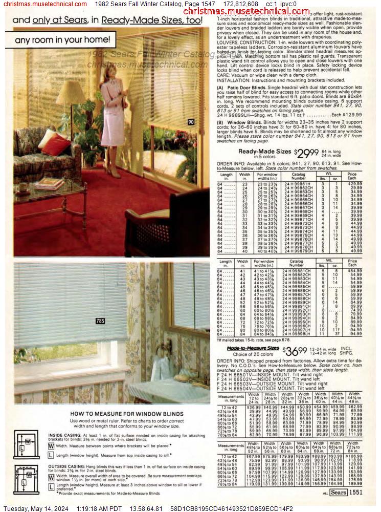 1982 Sears Fall Winter Catalog, Page 1547
