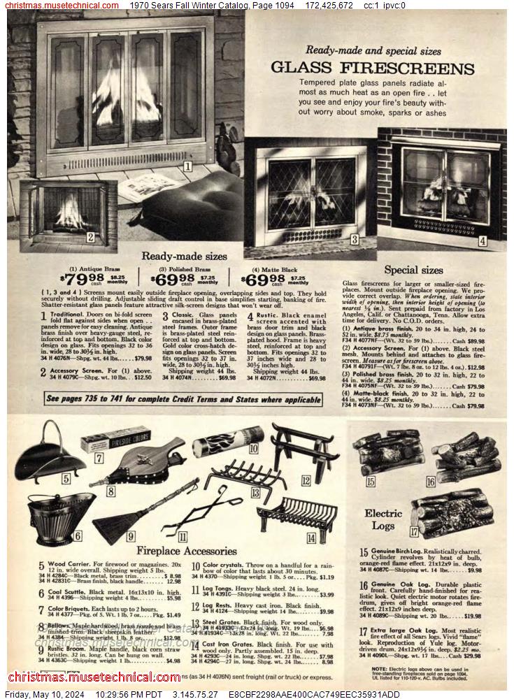 1970 Sears Fall Winter Catalog, Page 1094