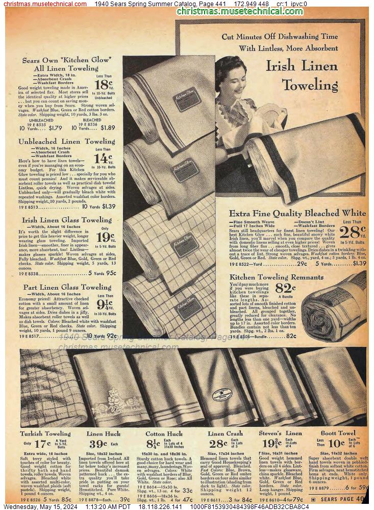1940 Sears Spring Summer Catalog, Page 441
