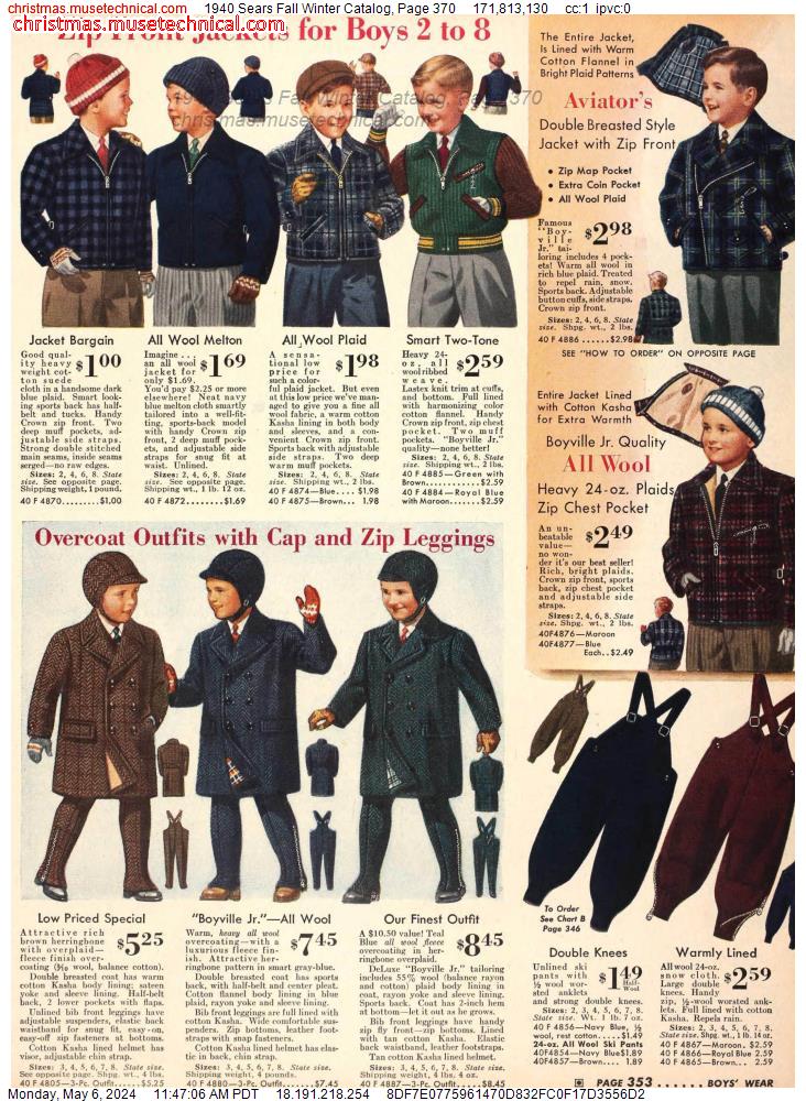 1940 Sears Fall Winter Catalog, Page 370