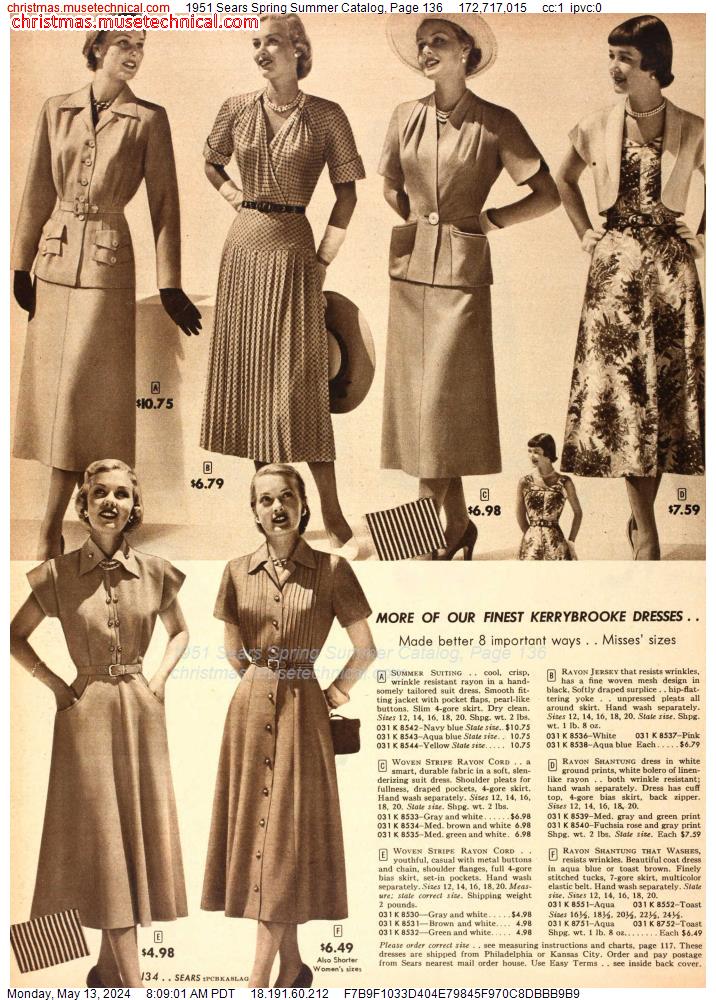 1951 Sears Spring Summer Catalog, Page 136