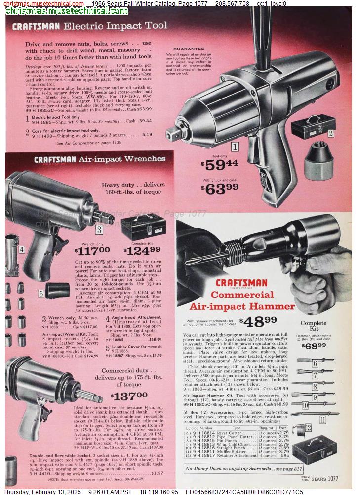 1966 Sears Fall Winter Catalog, Page 1077