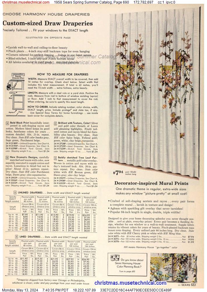 1958 Sears Spring Summer Catalog, Page 690