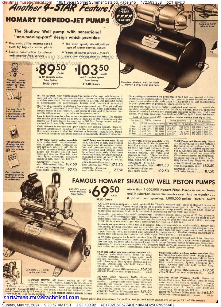 1951 Sears Spring Summer Catalog, Page 915