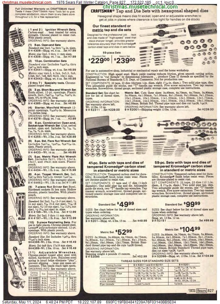 1976 Sears Fall Winter Catalog, Page 827