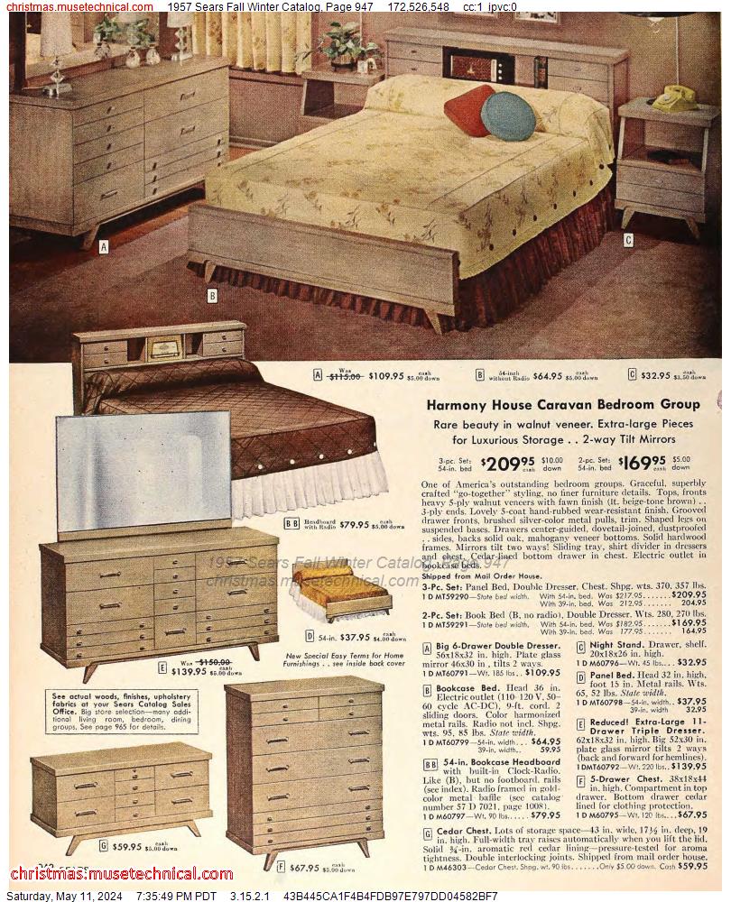 1957 Sears Fall Winter Catalog, Page 947