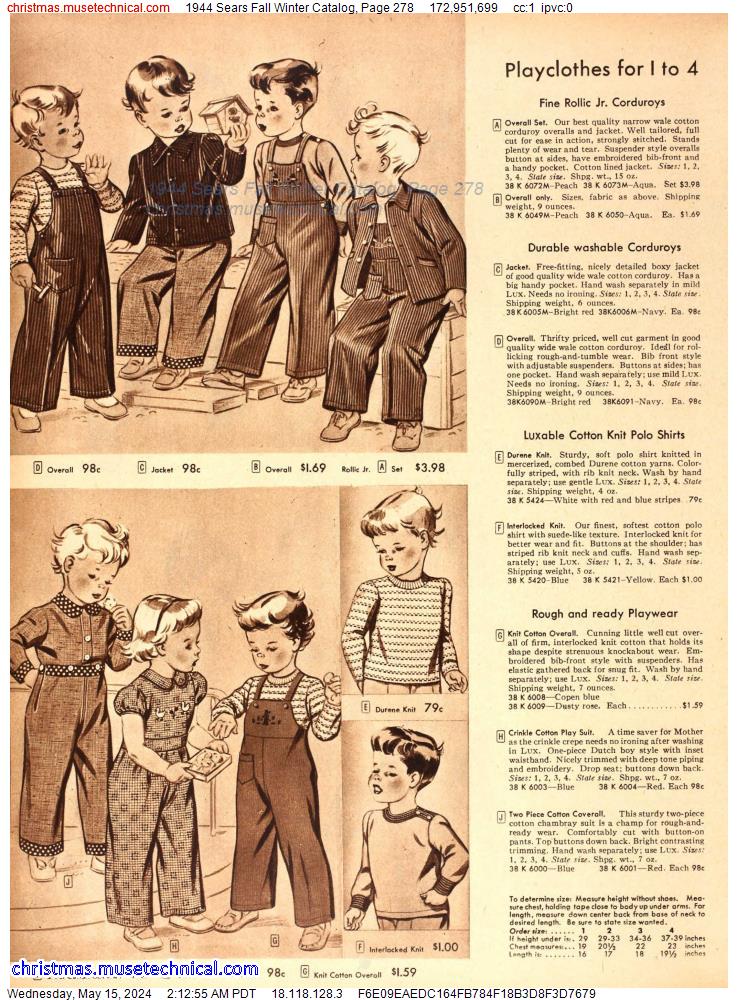 1944 Sears Fall Winter Catalog, Page 278