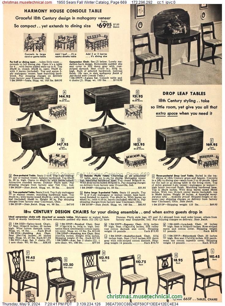 1950 Sears Fall Winter Catalog, Page 669