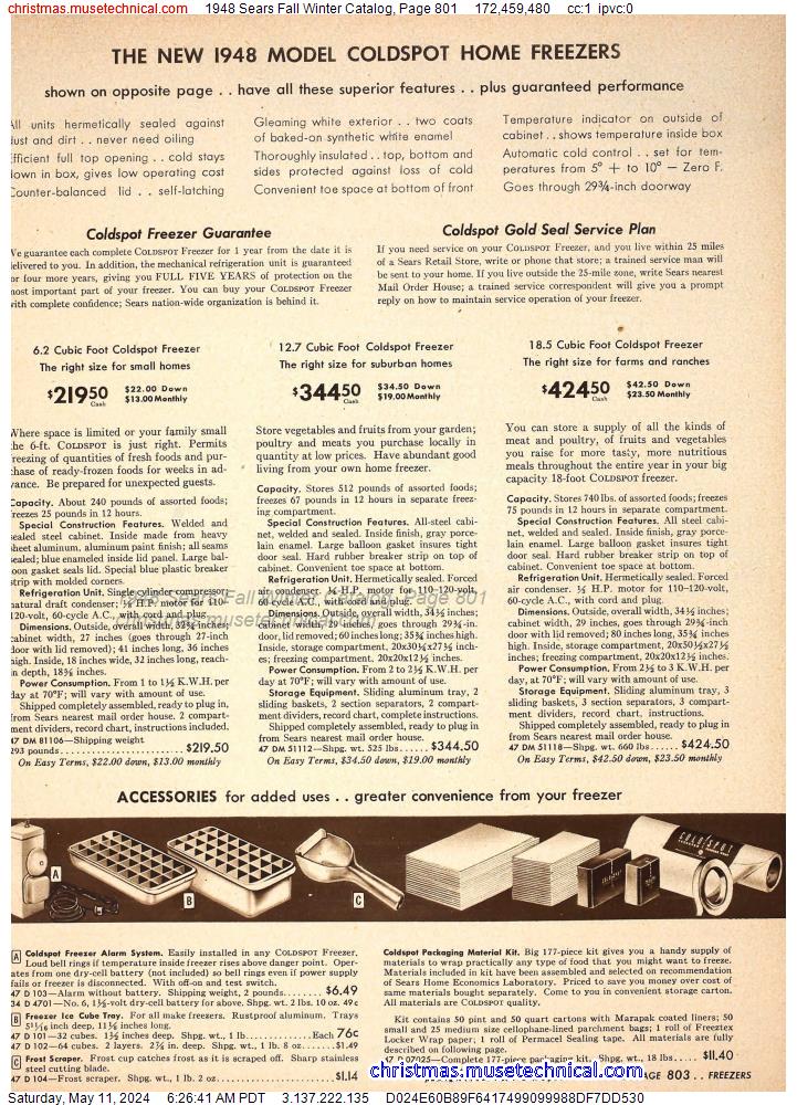1948 Sears Fall Winter Catalog, Page 801