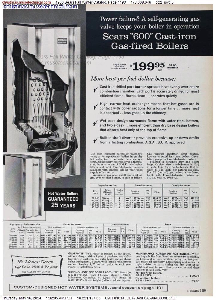 1966 Sears Fall Winter Catalog, Page 1193