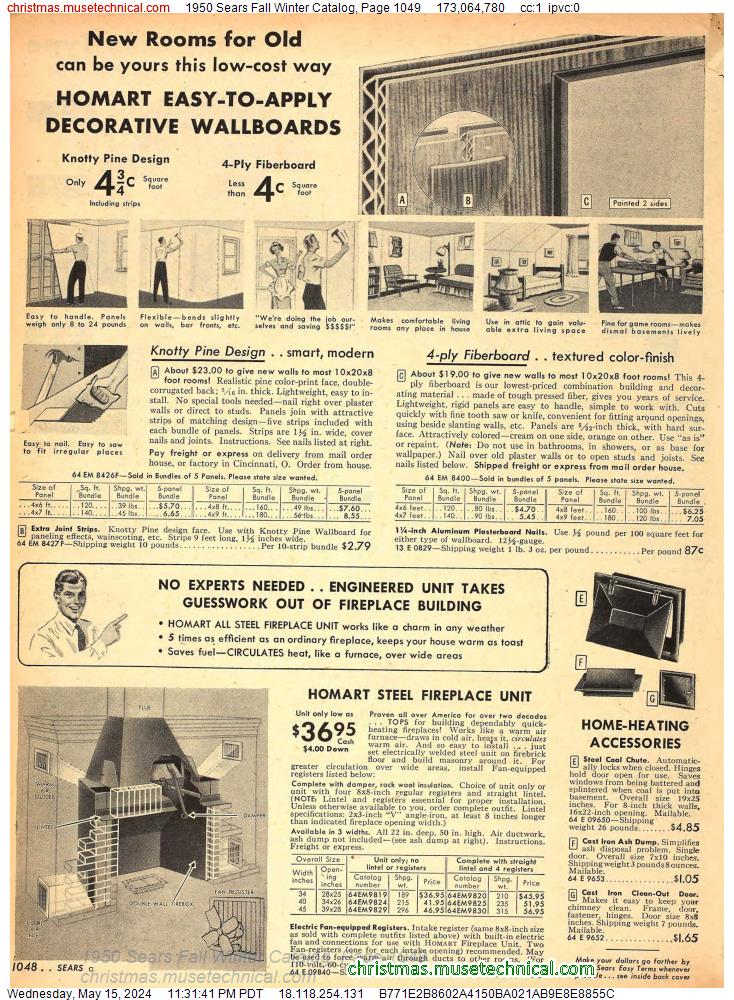 1950 Sears Fall Winter Catalog, Page 1049