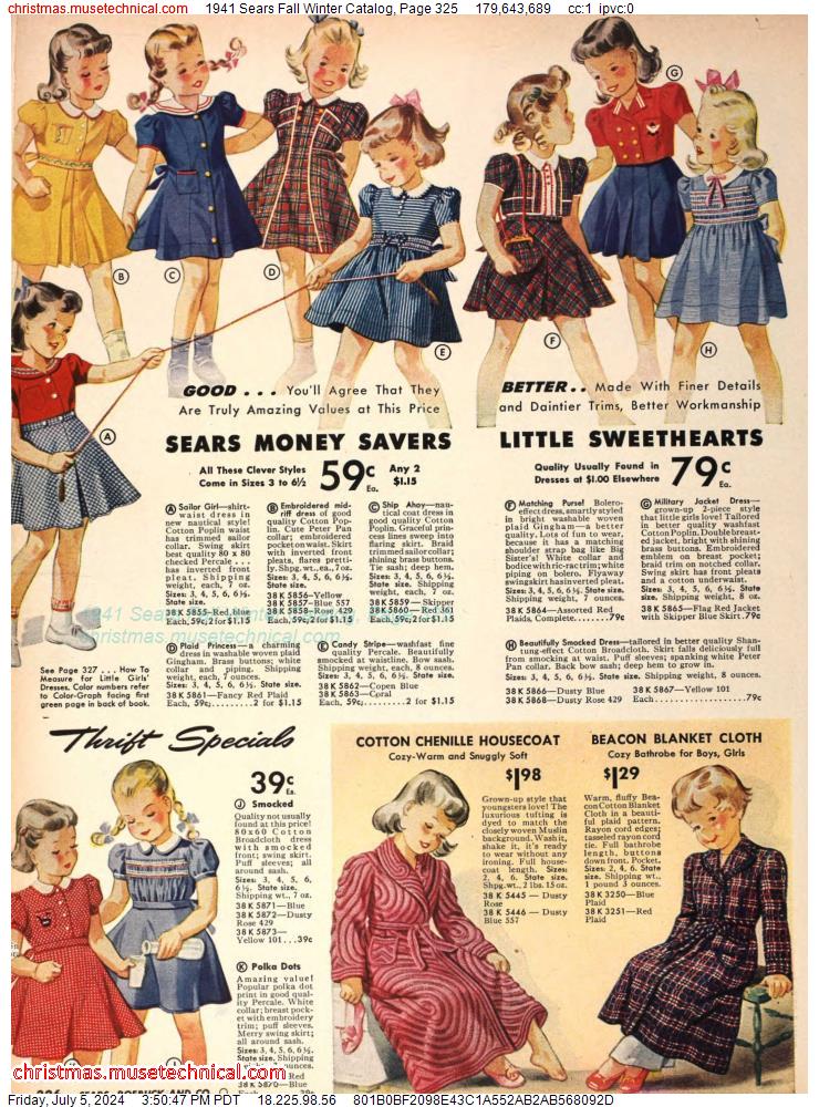1941 Sears Fall Winter Catalog, Page 325