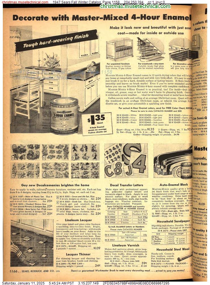 1947 Sears Fall Winter Catalog, Page 1158