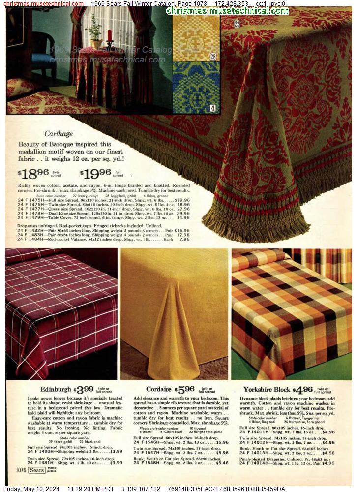 1969 Sears Fall Winter Catalog, Page 1078