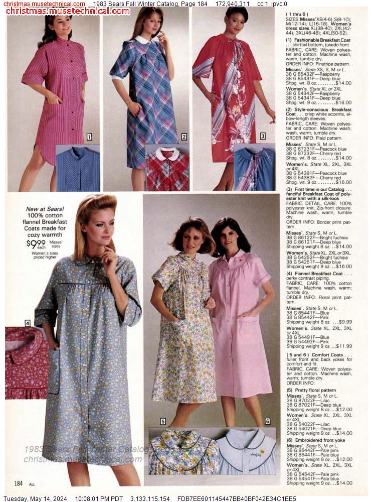 1983 Sears Fall Winter Catalog, Page 184