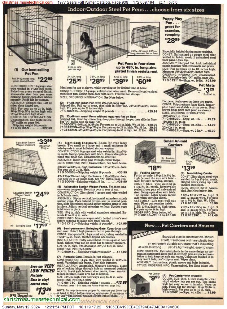 1977 Sears Fall Winter Catalog, Page 938
